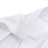 White dress shirt sleeve close-up with visible cuff and stitching