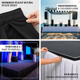 Durable scuba fabric stage skirting with stain-resistant material for weddings, banquets, and rep...