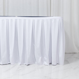 White pleated table skirt for elegant event or wedding decor