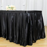 14FT Wholesale Black Satin Pleated Table Skirt For Wedding Party Event Decoration