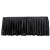 17FT Black Satin Table Skirt, Glossy Pleated Table Drape