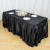 21FT Black Satin Table Skirt, Glossy Pleated Table Drape