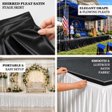 Shirred pleat satin stage cover for event platforms, banquet stages, and performance risers