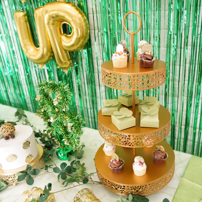 St. Patrick's Day treat cups with gold candies