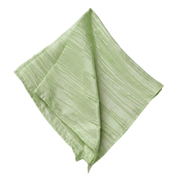 5 Pack | Sage Green Accordion Crinkle Taffeta Cloth Dinner Napkins | 20"x20"