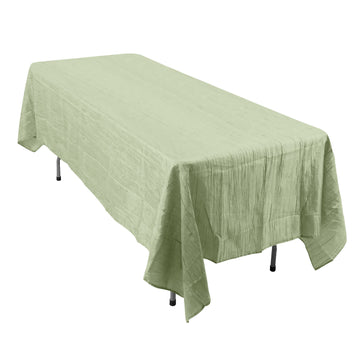 60"x102" Sage Green Accordion Crinkle Taffeta Seamless Rectangle Tablecloth
