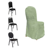 Sage Green Crinkle Crushed Taffeta Banquet Chair Cover, Reusable Wedding Chair Cover