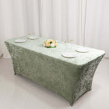 Sage Green Crushed Velvet Stretch Fitted Rectangular Table Cover - 6ft