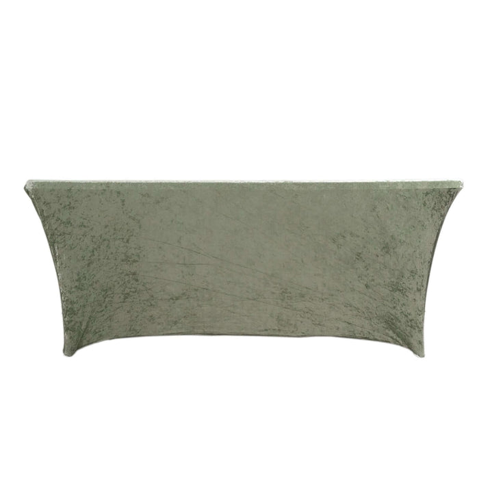 Sage Green Crushed Velvet Stretch Fitted Rectangular Table Cover - 6ft