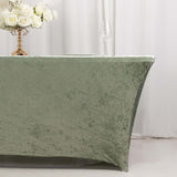 Sage Green Crushed Velvet Stretch Fitted Rectangular Table Cover - 6ft