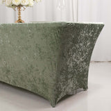 Sage Green Crushed Velvet Stretch Fitted Rectangular Table Cover - 6ft