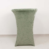 Sage Green Crushed Velvet Spandex Fitted Round Highboy Cocktail Table Cover