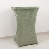 Sage Green Crushed Velvet Spandex Fitted Round Highboy Cocktail Table Cover