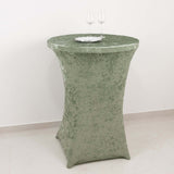 Sage Green Crushed Velvet Spandex Fitted Round Highboy Cocktail Table Cover