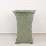 Sage Green Crushed Velvet Spandex Fitted Round Highboy Cocktail Table Cover