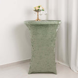 Sage Green Crushed Velvet Spandex Fitted Round Highboy Cocktail Table Cover