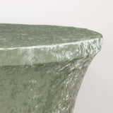 Sage Green Crushed Velvet Spandex Fitted Round Highboy Cocktail Table Cover