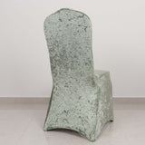 Sage Green Crushed Velvet Spandex Stretch Wedding Chair Cover With Foot Pockets