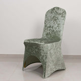 Sage Green Crushed Velvet Spandex Stretch Wedding Chair Cover With Foot Pockets