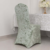 Sage Green Crushed Velvet Spandex Stretch Wedding Chair Cover With Foot Pockets