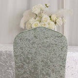 Sage Green Crushed Velvet Spandex Stretch Wedding Chair Cover With Foot Pockets