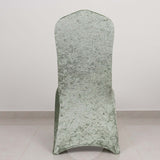 Sage Green Crushed Velvet Spandex Stretch Wedding Chair Cover With Foot Pockets