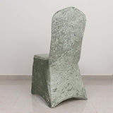 Sage Green Crushed Velvet Spandex Stretch Wedding Chair Cover With Foot Pockets