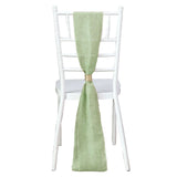 5 Pack | Sage Green Jute Faux Burlap Chair Sashes, Boho Chic Linen Decor - 6x108inch
