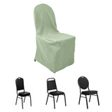 Sage Green Polyester Banquet Chair Cover, Reusable Stain Resistant Slip On Chair Cover