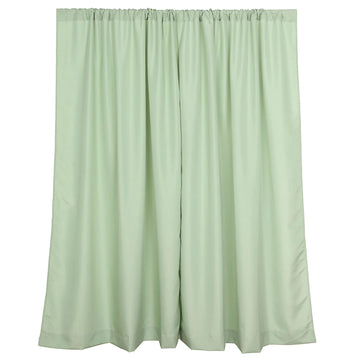 2 Pack Sage Green Polyester Event Curtain Drapes, 10ftx8ft Backdrop Event Panels With Rod Pockets 130 GSM