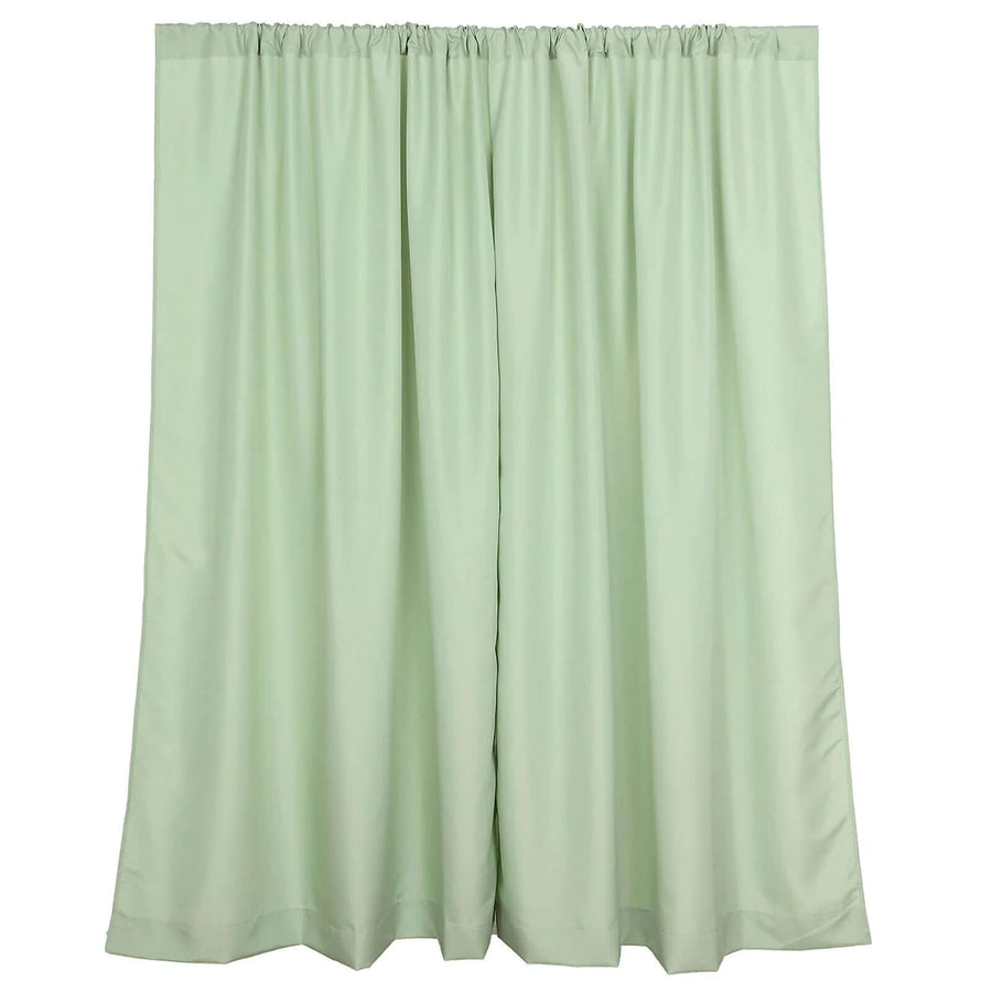 2 Pack Sage Green Polyester Event Curtain Drapes, 10ftx8ft Backdrop Event Panels With Rod Pockets