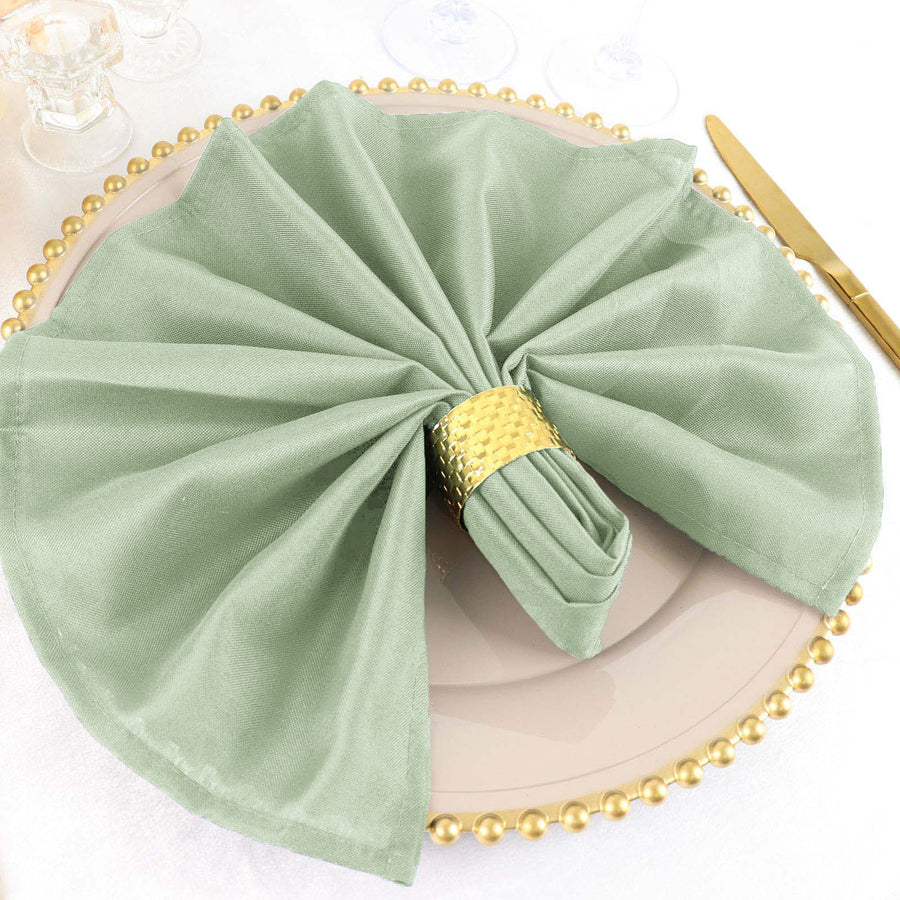 5 Pack | Sage Green Polyester Linen Dinner Cloth Napkins, Reusable Linen | 20inchx20inch | Washable