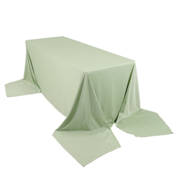 90"x156" Sage Green Premium Scuba Wrinkle Free Rectangular Tablecloth, Seamless Scuba Polyester Tablecloth for 8 Foot Table With Floor-Length Drop