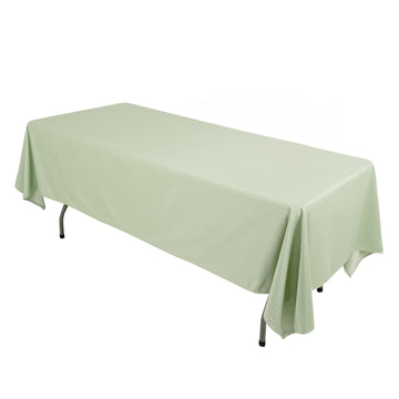 60"x102" Sage Green Premium Scuba Wrinkle Free Rectangular Tablecloth, Seamless Scuba Polyester Tablecloth