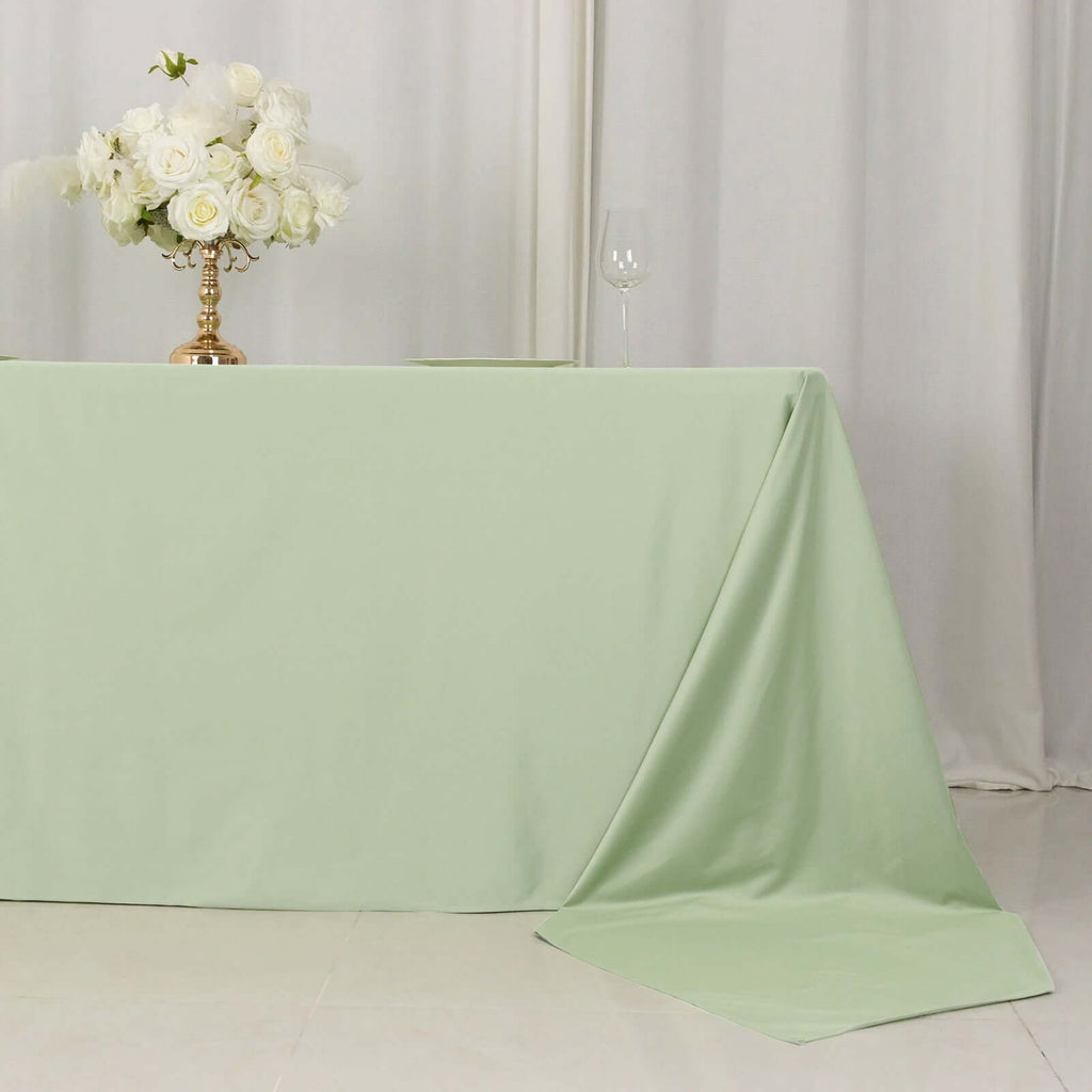 Sage Green Scuba Tablecloth 90x156 | tableclothsfactory.com