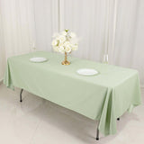 60"x102" Sage Green Premium Scuba Wrinkle Free Rectangular Tablecloth, Seamless Scuba Polyester