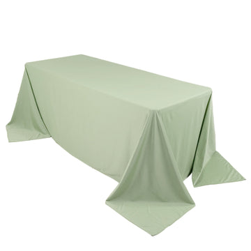 90"x132" Sage Green Premium Scuba Wrinkle Free Rectangular Tablecloth, Seamless Scuba Polyester Tablecloth for 6 Foot Table With Floor-Length Drop