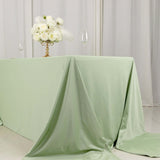 90x156inch Sage Green Premium Scuba Wrinkle Free Rectangular Tablecloth, Seamless Scuba Polyester