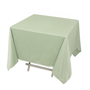 70" Sage Green Premium Scuba Wrinkle Free Square Tablecloth, Seamless Scuba Polyester Tablecloth