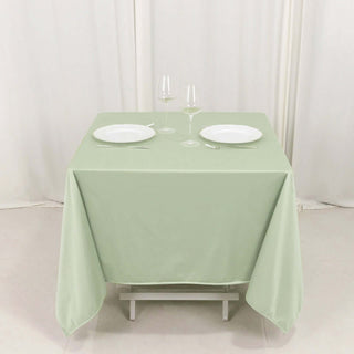 <strong>Versatile and Functional Sage Green Scuba Square Tablecloth</strong>