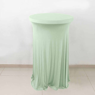 Transform Your Event with the Sage Green Round Heavy Duty Spandex Cocktail Table Cover
