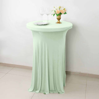 Unleash the Beauty of Sage Green with Our Heavy Duty Spandex Cocktail Table Cover