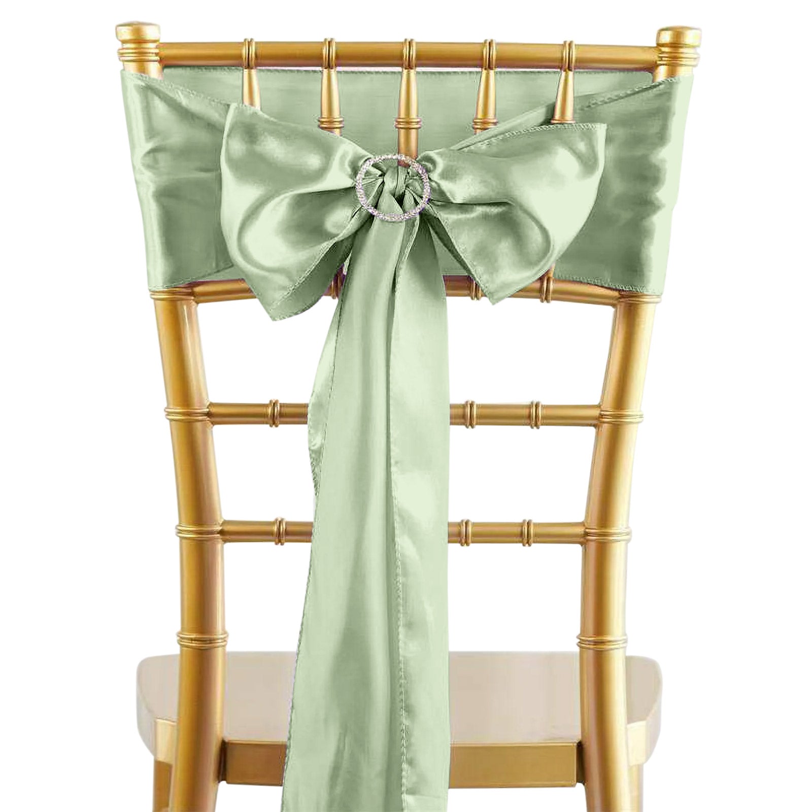 Sage Green Satin Chair Sashes - 5 Pack