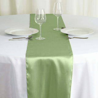 Enhance Your Wedding Decor with the Sage Green Satin Table Runner