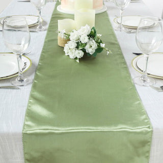 Enhance Your Wedding Decor with the Sage Green Satin Table Runner