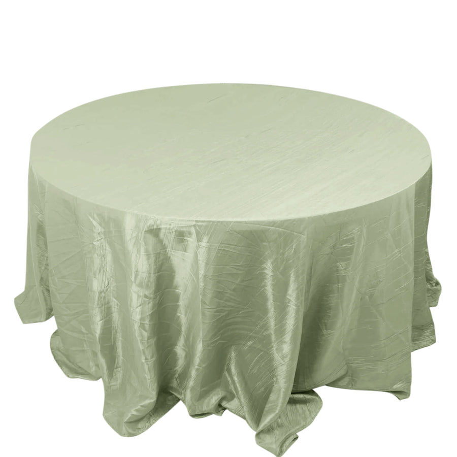 132inch Sage Green Accordion Crinkle Taffeta Round Tablecloth