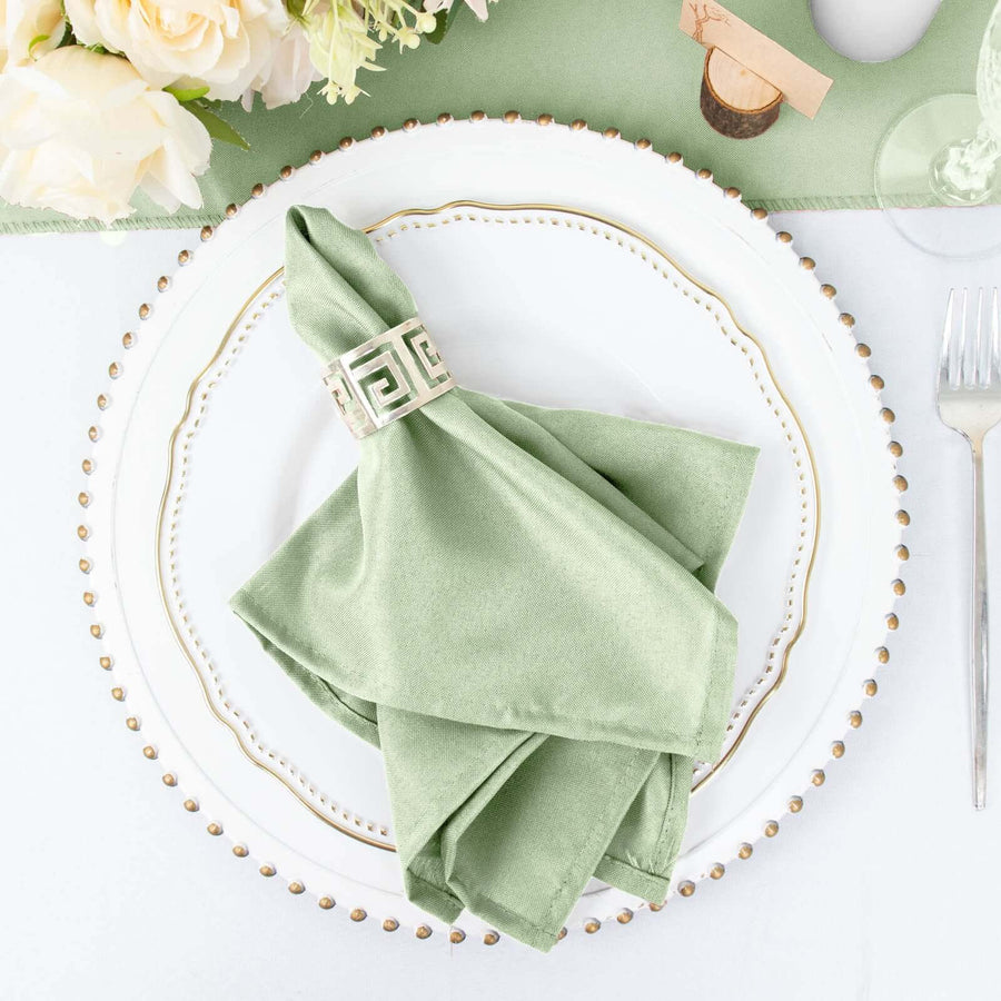 Sage Green Cloth Napkins with Hemmed Edges, Reusable Polyester Dinner Linen Napkins - 17"x17"