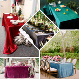 Fuchsia Seamless Premium Crushed Velvet Rectangle Tablecloth - 90x132inch for 6 Foot Table