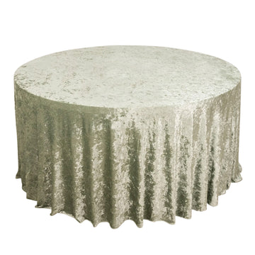 120" Sage Green Seamless Premium Crushed Velvet Round Tablecloth