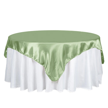 72" x 72" Sage Green Seamless Satin Square Tablecloth Overlay